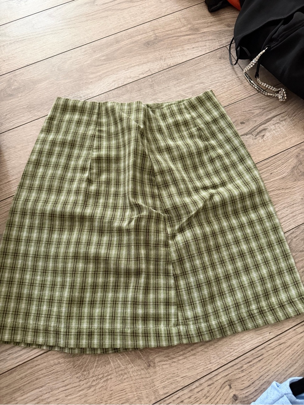 Princess Polly Olive Green Plaid Mini Skirt